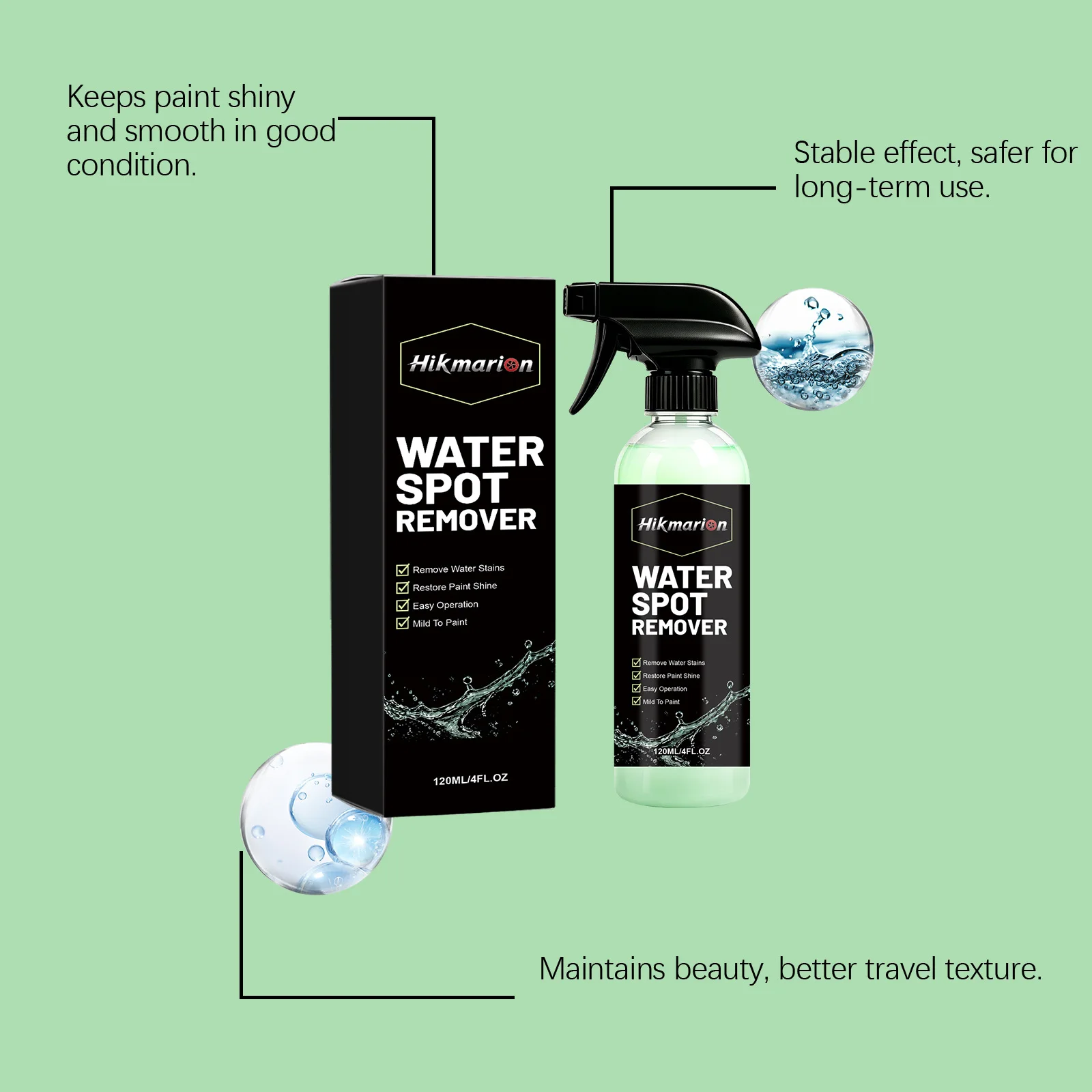 Car Water Spot Remover Spray Hard Water Stain Cleaner Remove Watermark Acid Rain Limescale Safe For Paint Glass Auto Detailing