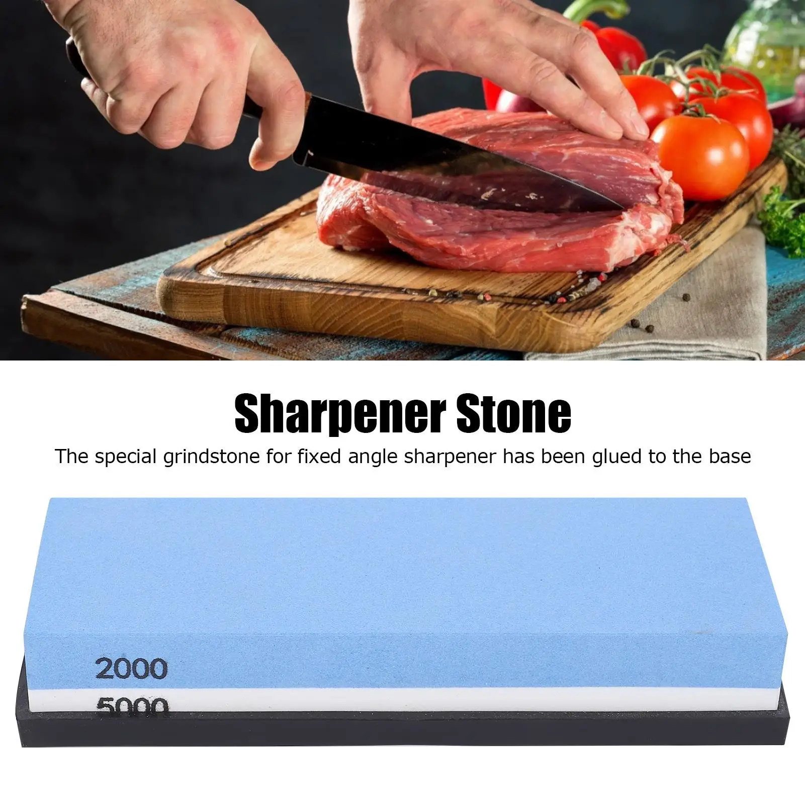 Double-Sided pedra faca Sharpener com base, Whetstone, 2000 + 5000 Mesh