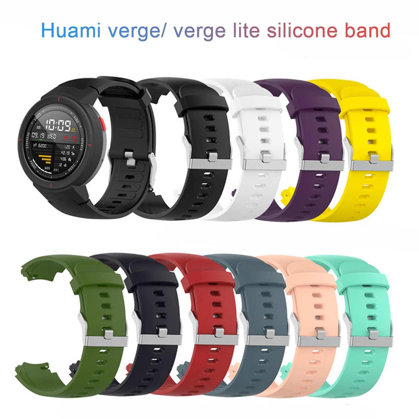 Silicone Band for Amazfit Verge/verge Lite Sport Silicone Band Replacement Band for Huami Verge/verge Lite Quick Release  Buckle