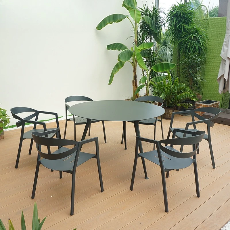 

Outdoor casual dining table Outdoor courtyard Waterproof and rust-proof aluminum alloy table and chair combination furniture