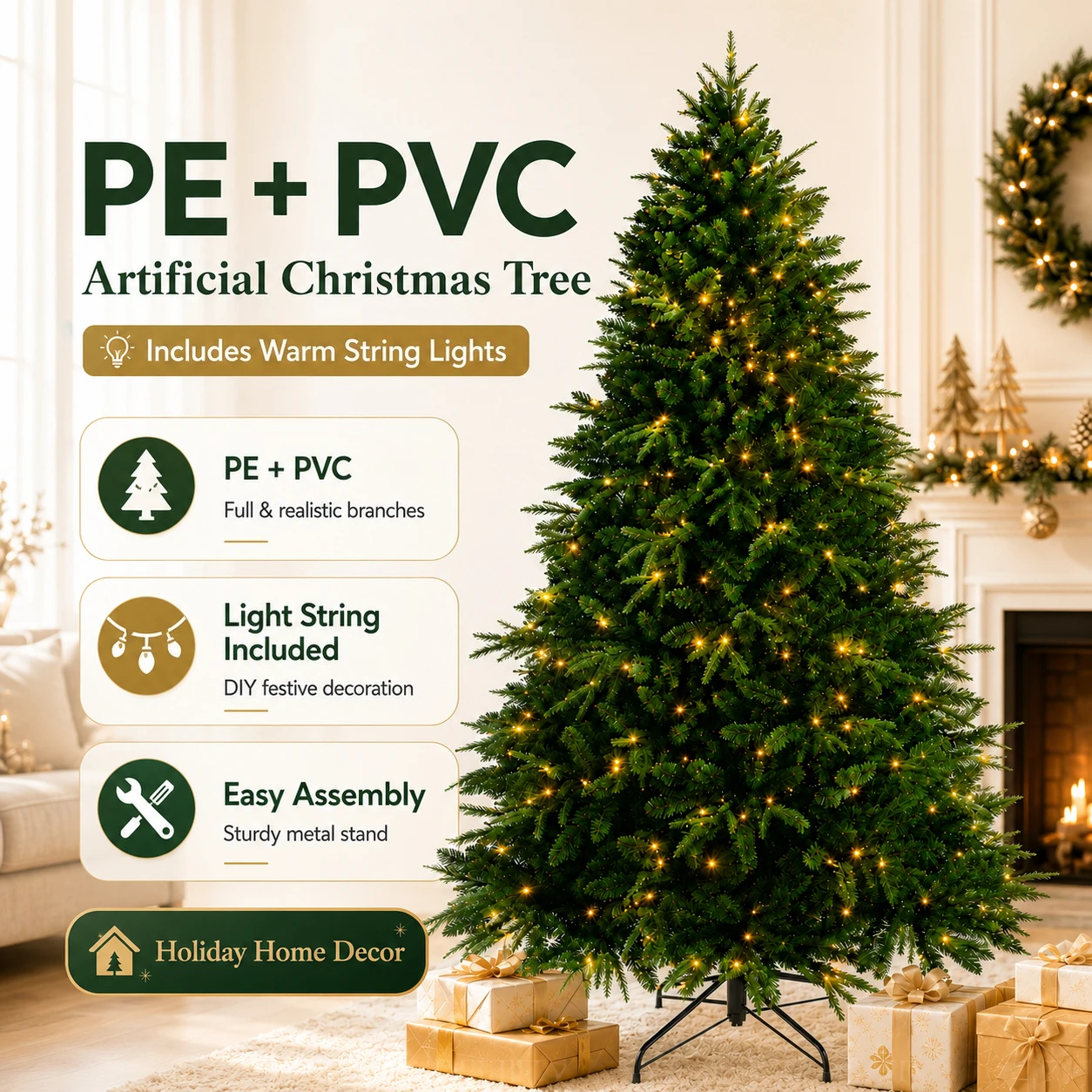 Artificial Christmas Trees PE+PVC Material Large Christmas Trees 120CM To 270CM Family Party Christmas Atmosphere Decorations