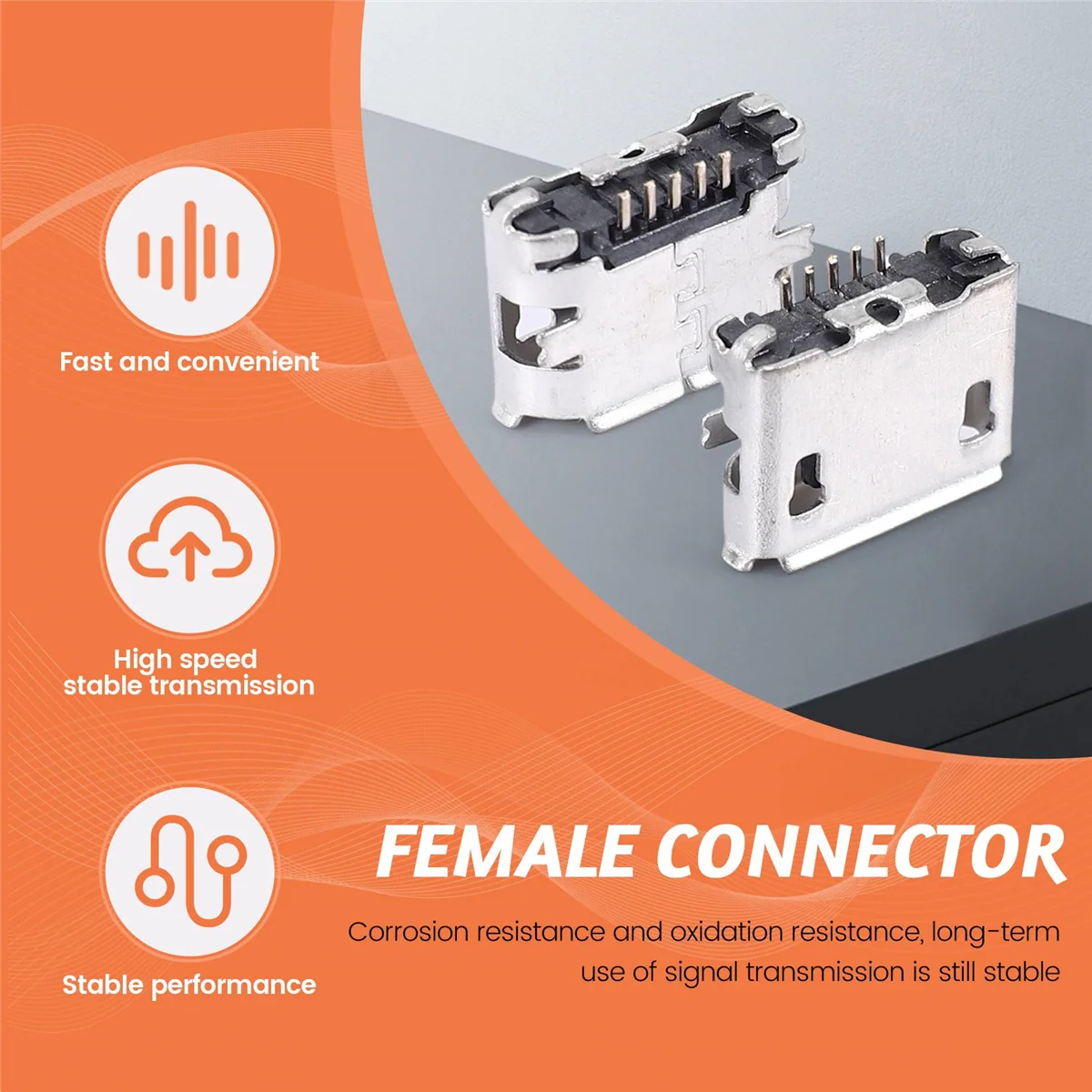 AU49_50 Stück PCB SMT Micro-USB Typ B 5Pin Buchse Adapter Jack