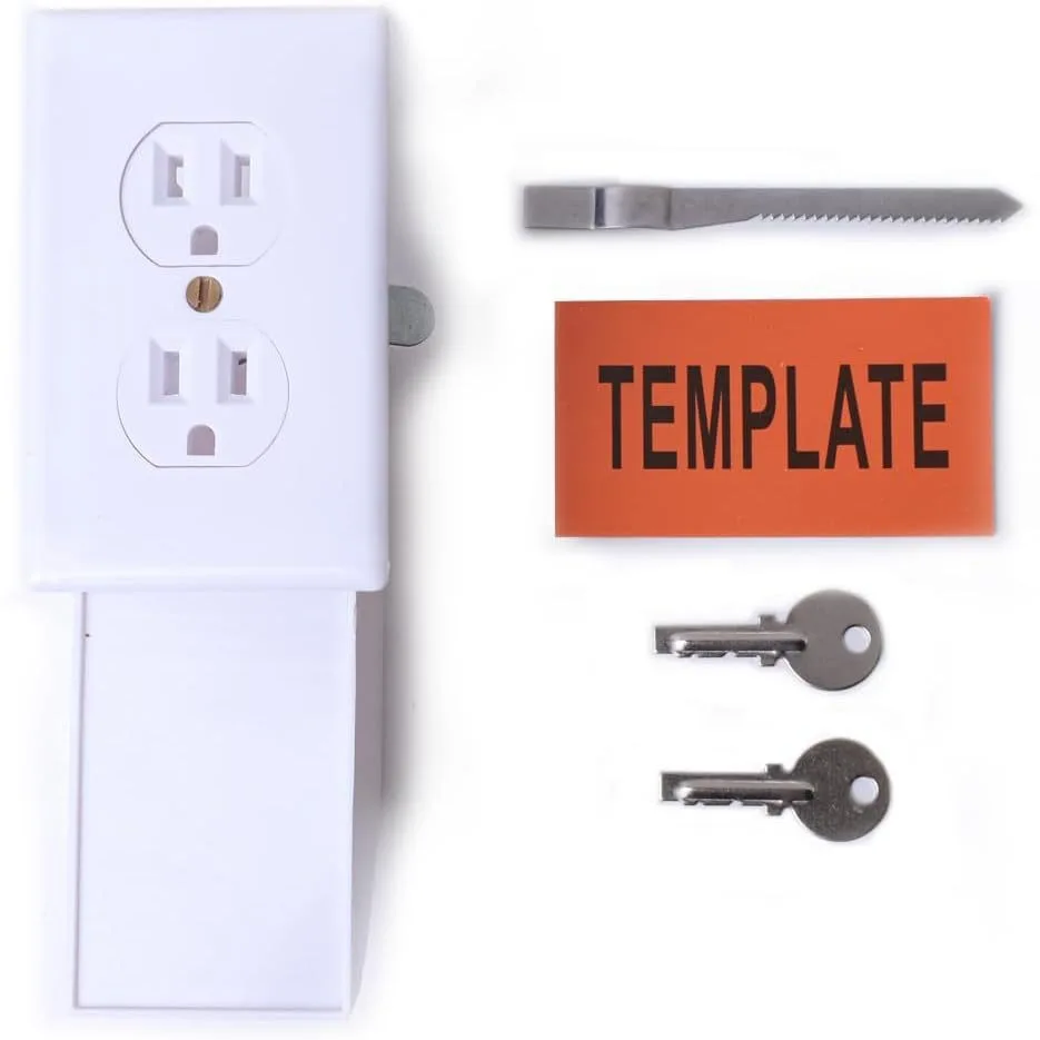 1Set Hidden Wall Socket Safe Box Decor Panel No Tools Install With 2 Keys Drywall Saw Template For Home Apartment Valuables Stor