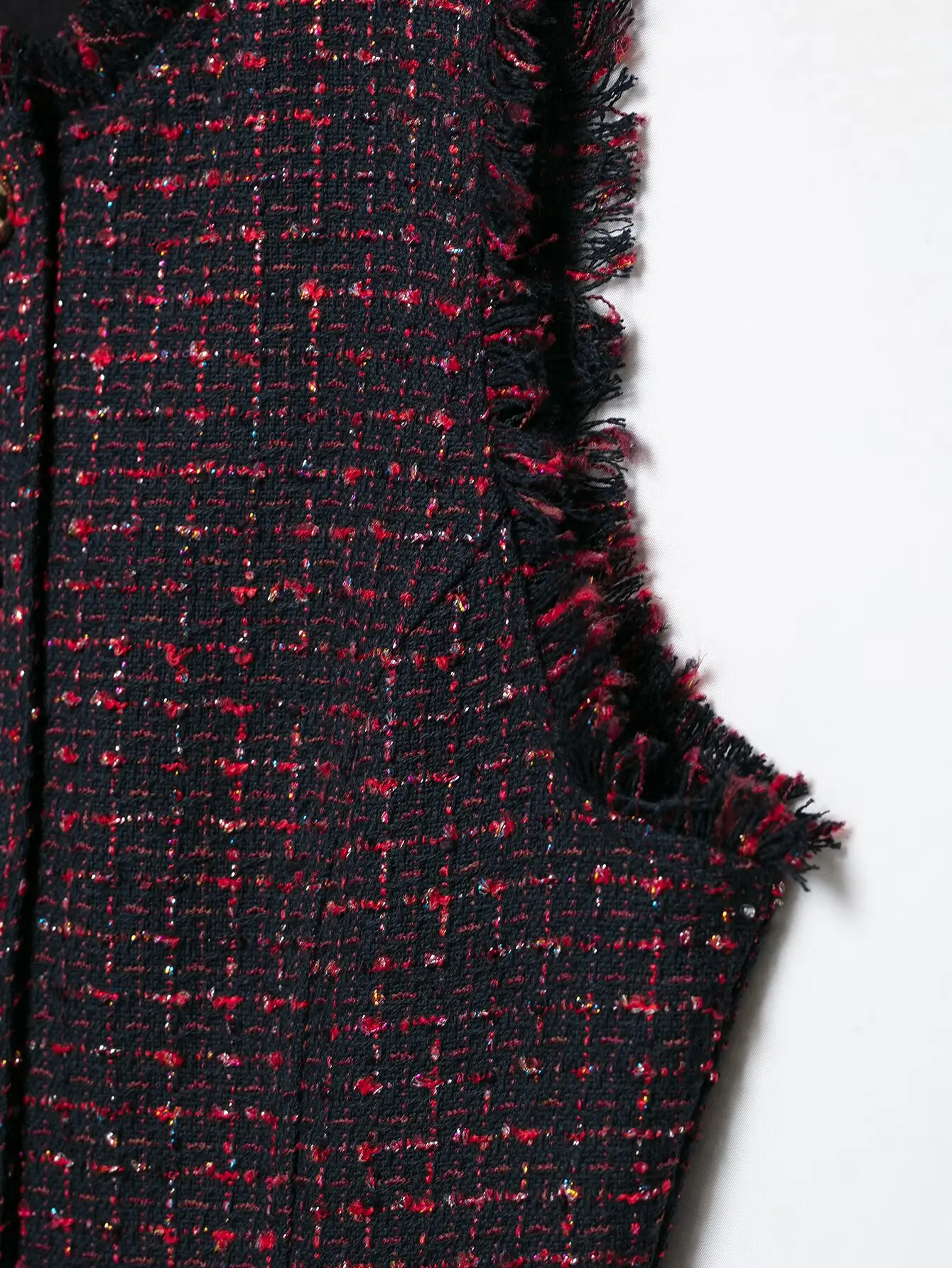 KLKXMYT Damen Tweed Ärmellose Weste Metall Einreihige Kurze Weste Vintage 2026 Herbst Mode Weste Mantel – Detail 9