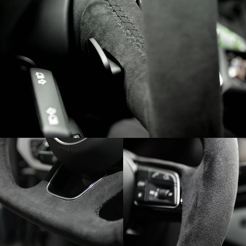 Custom Car Steering Wheel Braid Cover Suede 100% Fit For Mercedes Benz S-Class W223 2021 C-Class W206 2021 E-Class W213 2021