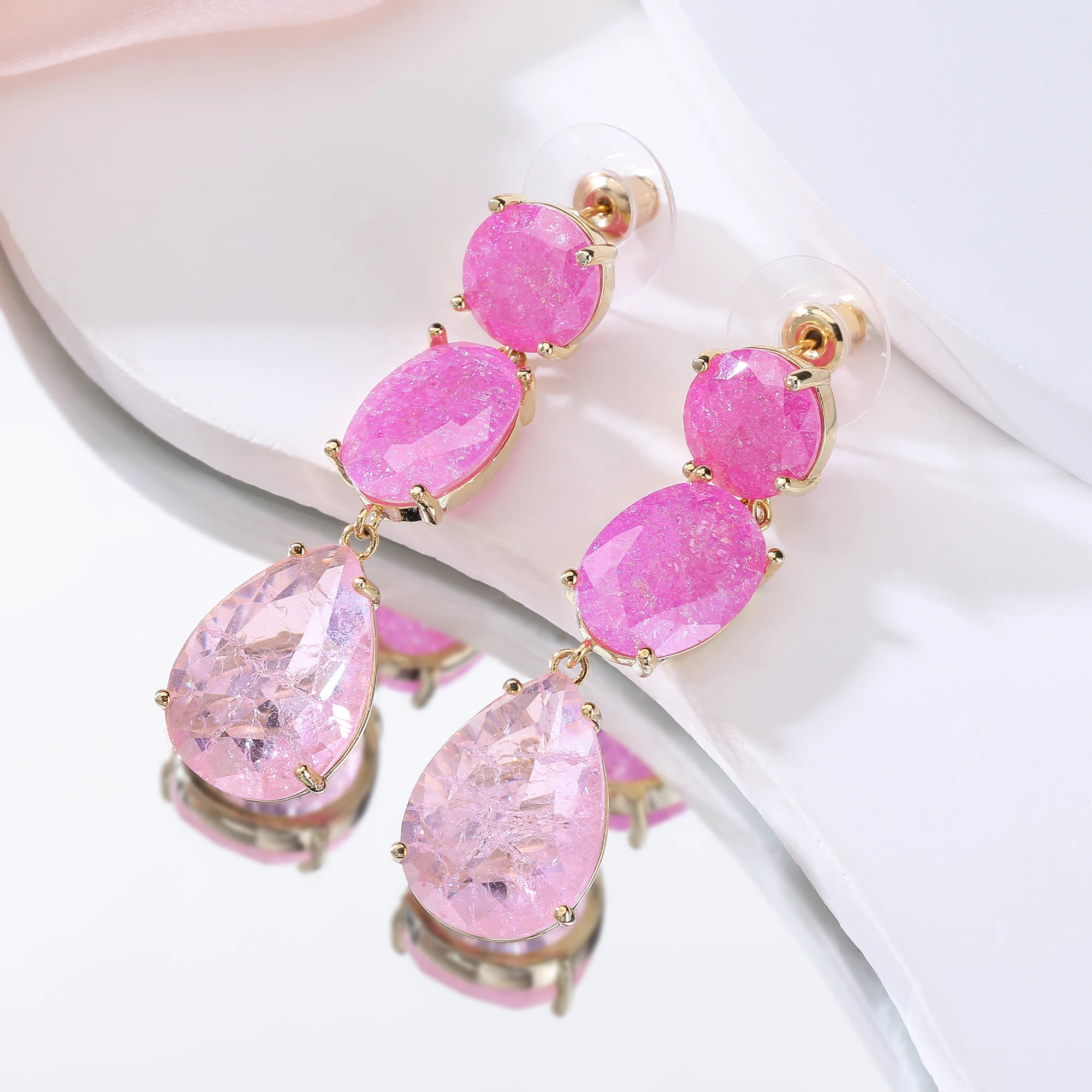 

Высококачественные женские дизайнерские легкие роскошные серьги розового цвета с цирконием для женщин, подарки