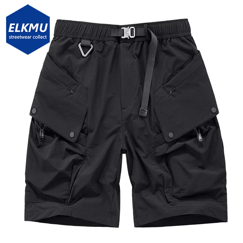 

Men Cargo Shorts Techwear Darkwear Shorts 2024 Summer Casual Black Shorts