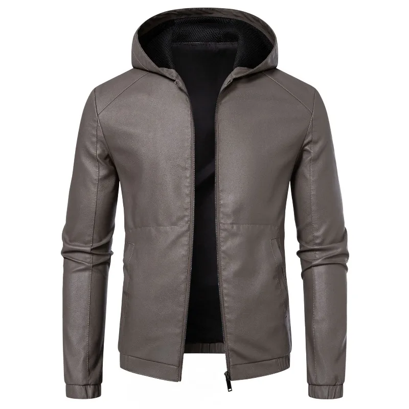

New Autumn Winter Men Fleece Hooded Slim Fit Leather Jackets Fashion Male Motorcycle PU Leather Coats Men Warm Casual Jackets 5X