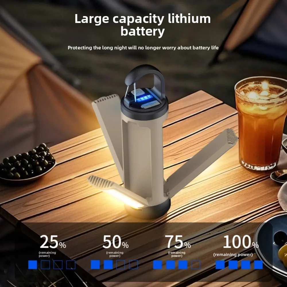 USB Rechargeable Camping Lantern 3 Leaf Foldable LED Tent Light with Hook 3 Lighting Modes Outdoor  Emergency Hiking