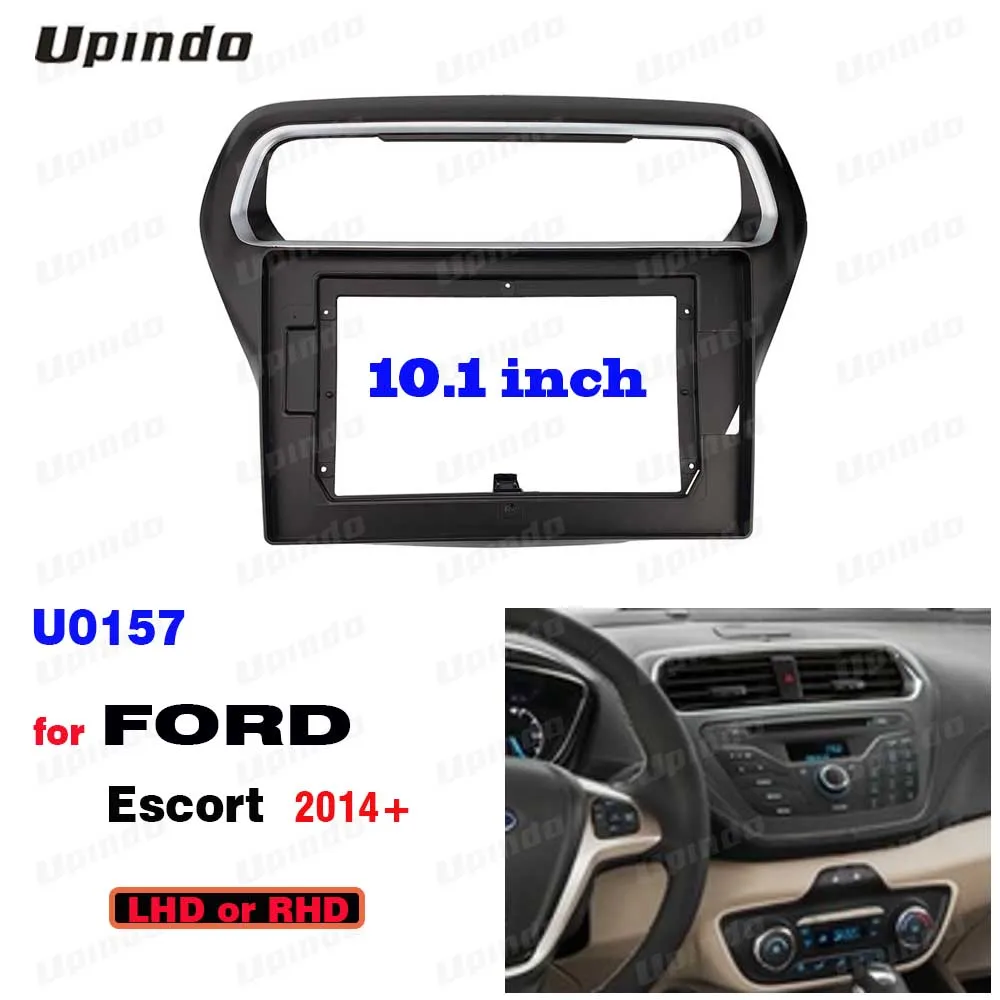 For Ford Escort 2014+ 2 Din 10.1 Inch Fascia Panel Frame Dashboard Trim Kit ABS+PC Plastic for Car Radio Installation