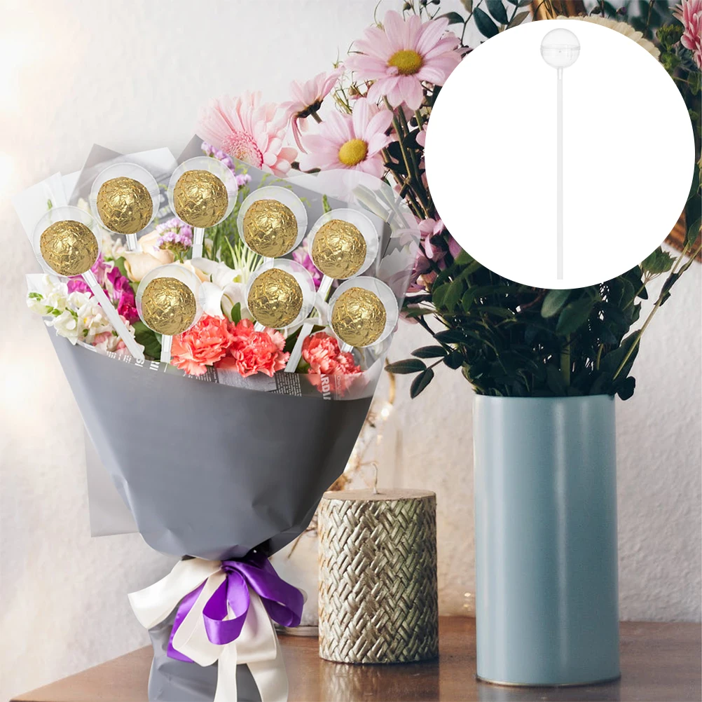 

50pcs Chocolate Truffle Cup Clear Round Holder Candy Stand for Bouquet Decorative Plastic Flower Support Party Supplies