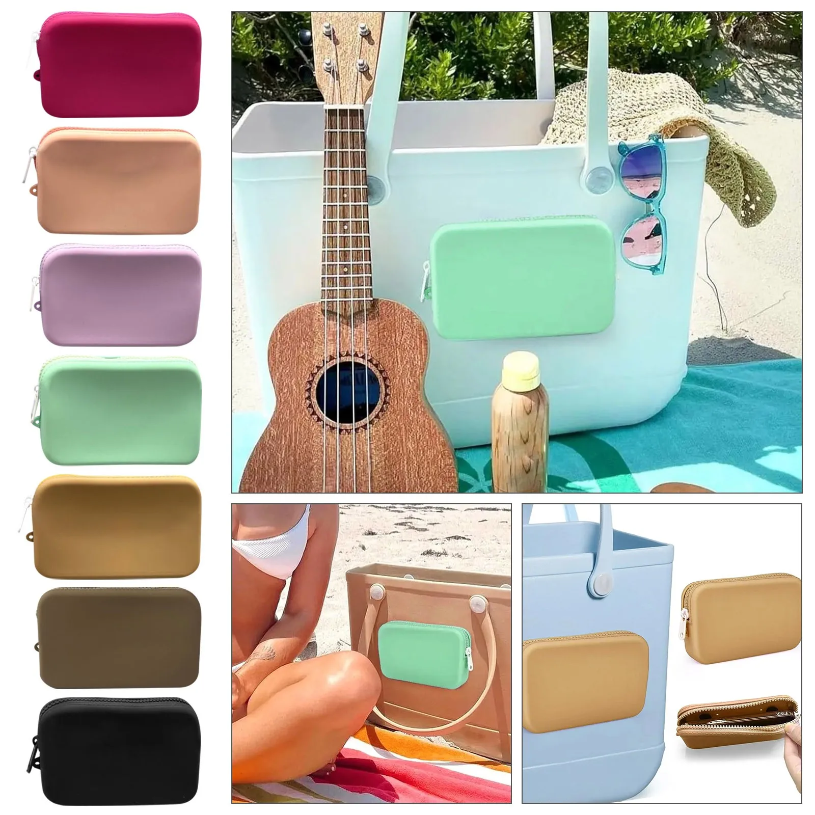 Borsa con foro per supporto per telefono borsa morbida Sili Organizer per cellulare in Silicone, accessori per borsa con foro da spiaggia borsa per