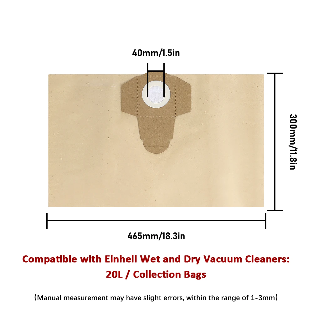 5/10 PCS 20L 30L Dust Collection Bag For Einhell BT-VC1250S/BT-VC1250/TC-VC 18/20 Li S-Solo Wet And Dry Vacuum Filter Bag