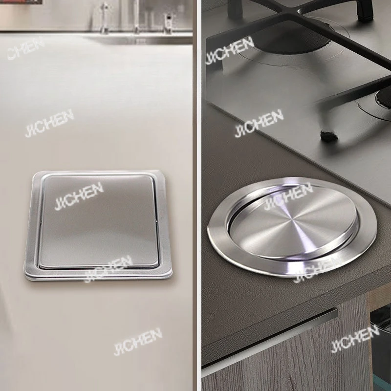 Kitchen Trash Can Built-in Garbage Bin Stainless Steel Large Litter Bins Luxury Touch Dustbin with Lid Kitchens Accessories