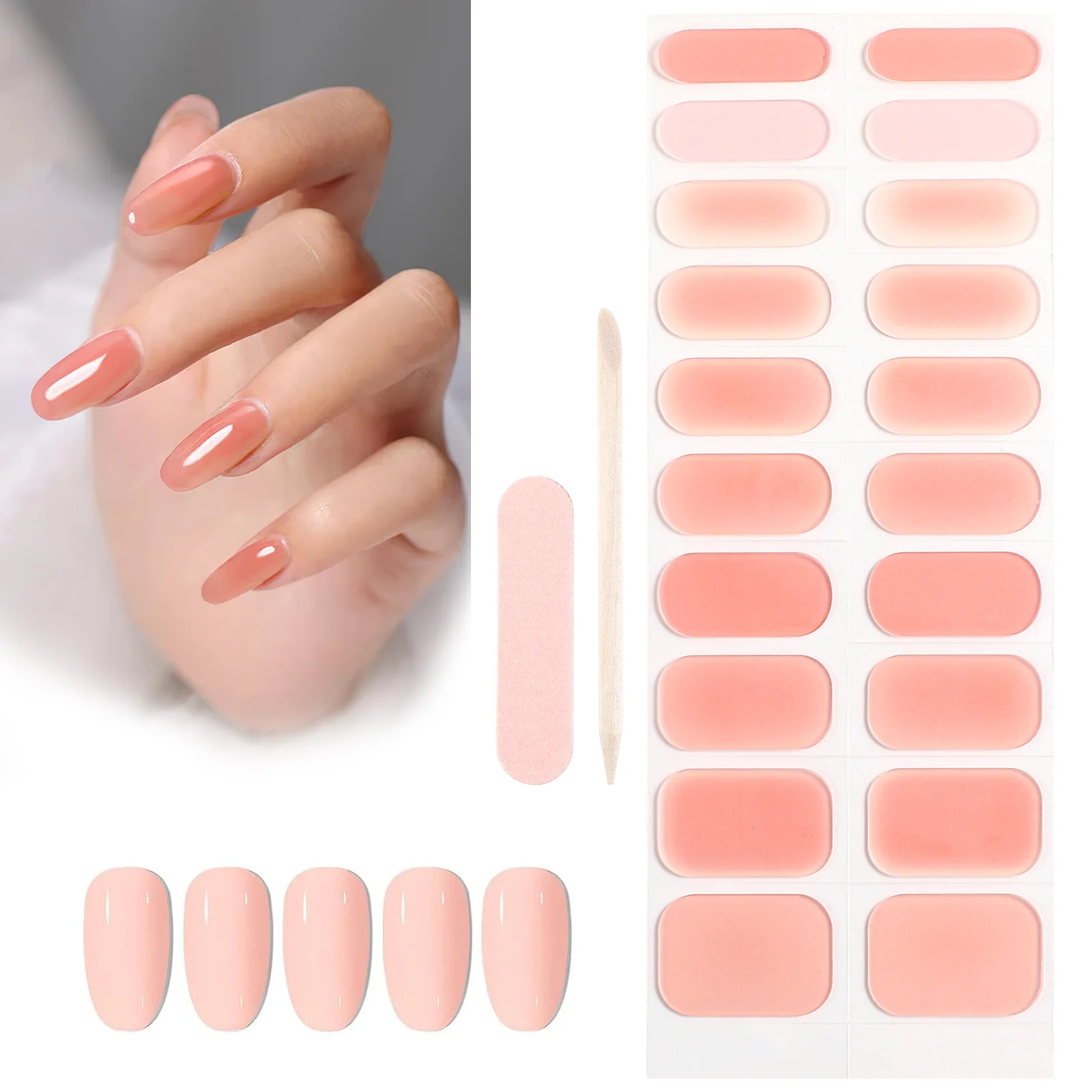 20-delige manicure nagelstickers stempelen polish gelstrips plastic semi-uitgeharde kit