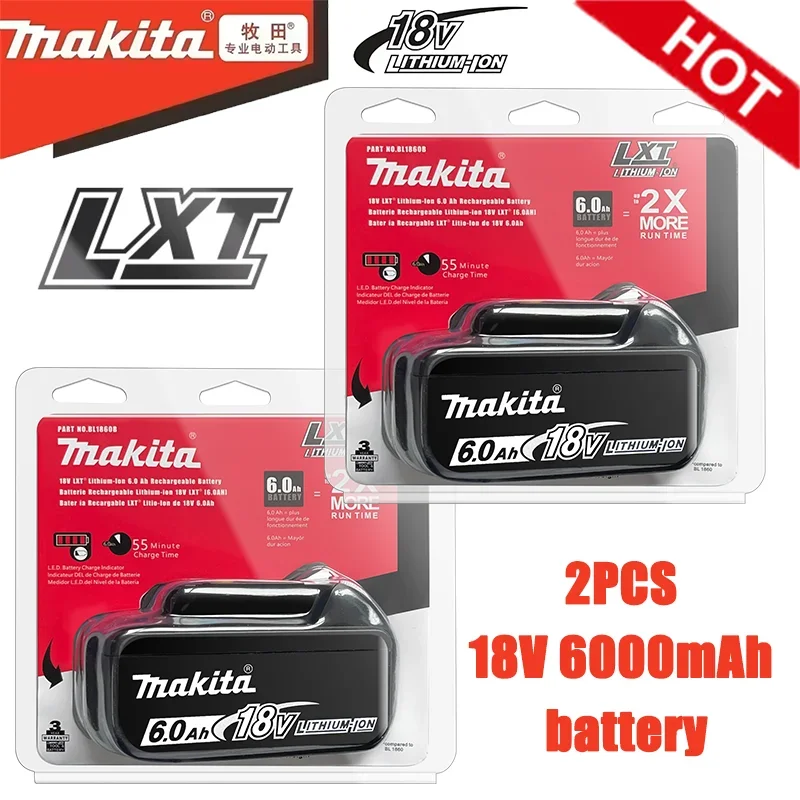 

Makita 18V 6.0Ah Battery Original Lithium ion Rechargeable Battery 18V 6000mAh Replacement Battery BL1860 BL1850 BL1860B