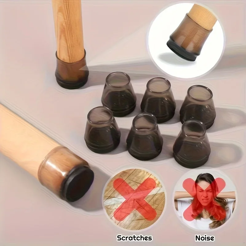12–24 Stück Stuhlbeinkappen, rutschfest, verschleißfest, geräuschreduzierend, Bodenschoner, 3 optionale Formen: rund, quadratisch, rechteckig – Detail 4