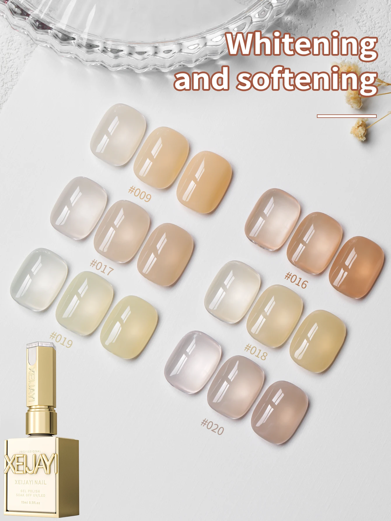 6 pièces 2025 ongles lumineux 6 couleurs ensemble 15ml nouveau vernis à ongles nu glacé à la mode Semi Permanent Dip UV LED Salon de manucure