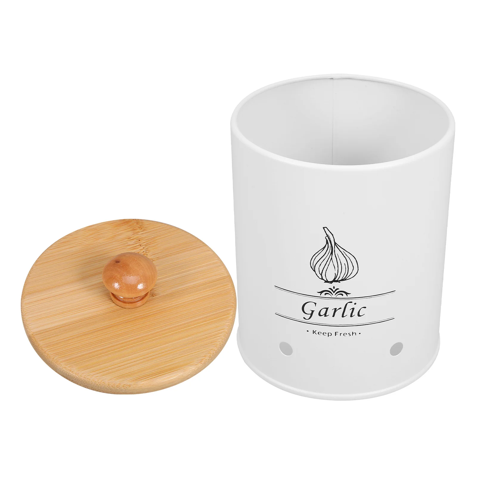 

Bamboo Lid Storage Garlic Holder Multi-Functional Ginger Egg Keeper Countertop Organizer Garlic Storage Container