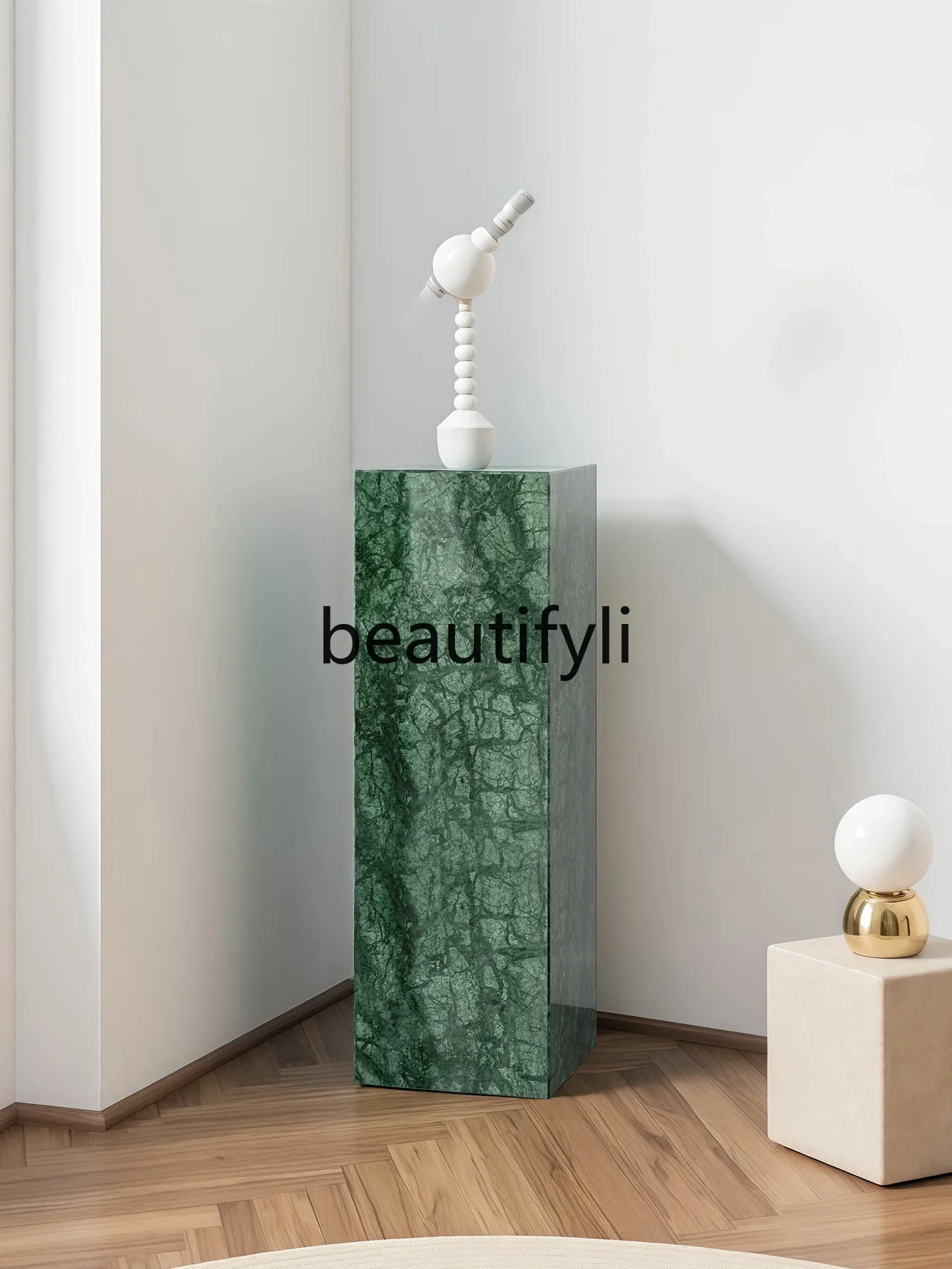 

DD45 Indian Green Natural Marble Base Italian Style Home Luxury Stone Side Table Hotel Decorative Table