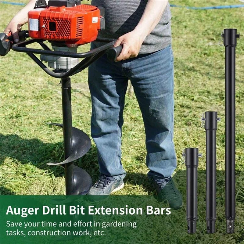MAKE-3PCS Auger Extension เจาะ Bits, 3/4In Shaft Earth Auger เจาะ Bit Extension, สวนเกลียวรูเจาะ Bit Extension Rod Du