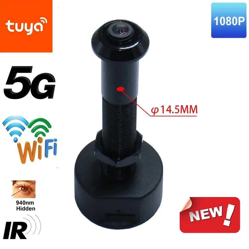 Diameter 14.5mm Door Hole Tuya Infrared 940nm IR Night Vision Security Door Wide Angle Wireless Cat Eye WIFI Camera For Home