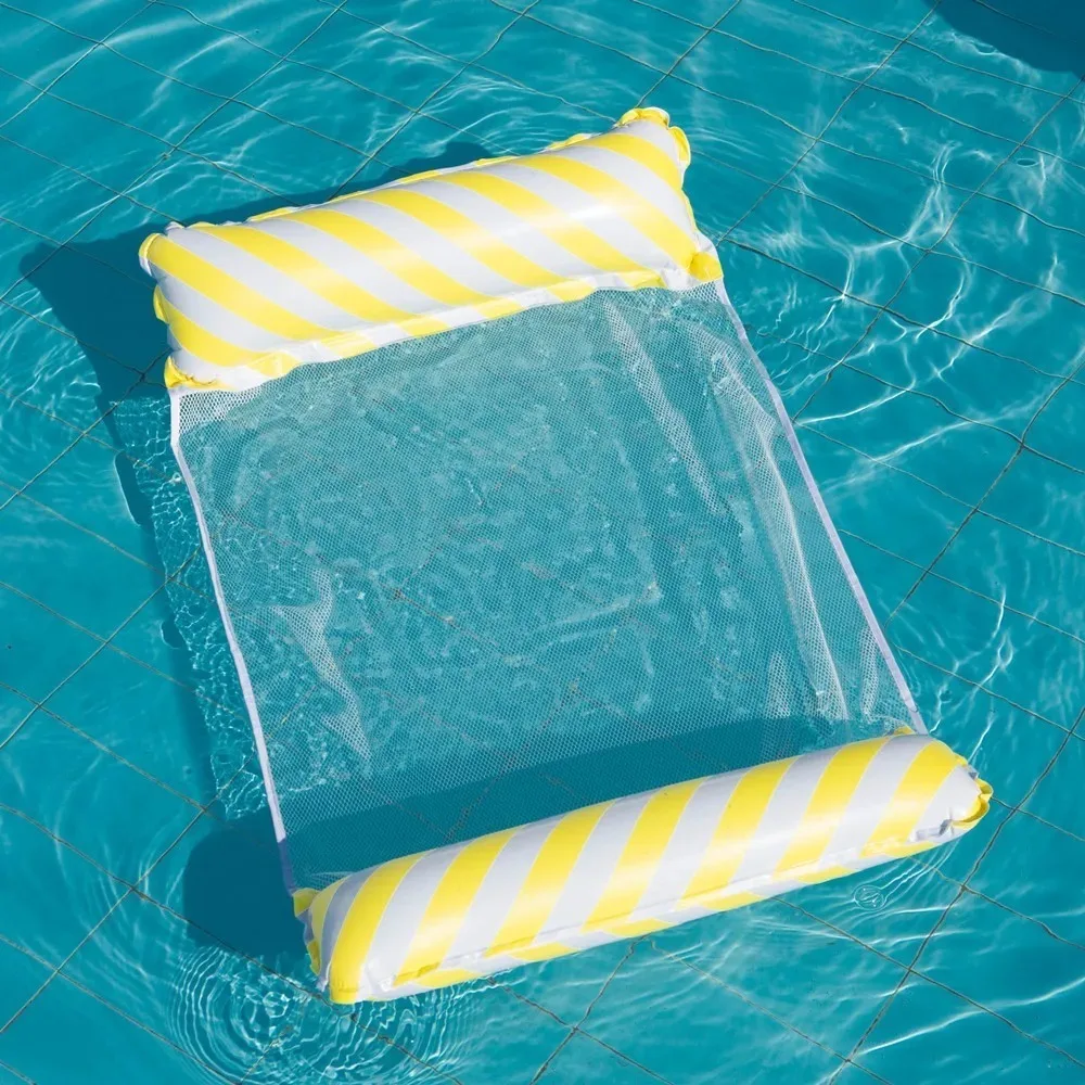 Foldable Striped Inflatable Lounge Chair, Suitable For Swimming Pool Parties And Beach Leisure Floating Beds With Net Backrest image 4