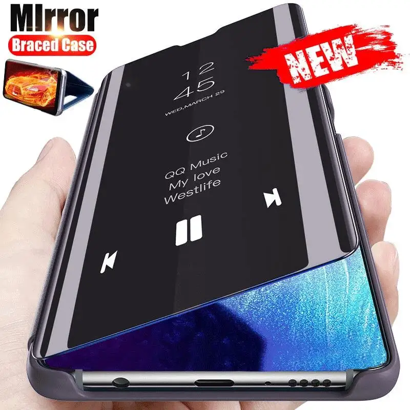 Smart Mirror Flip Case For Xiaomi Redmi Note 13 12 12S 10 5G 10S 9S 11 Plus 11S 9C 9T 10A 10C POCO F3 M3 M4 X4 Pro 4G 5G Cover 