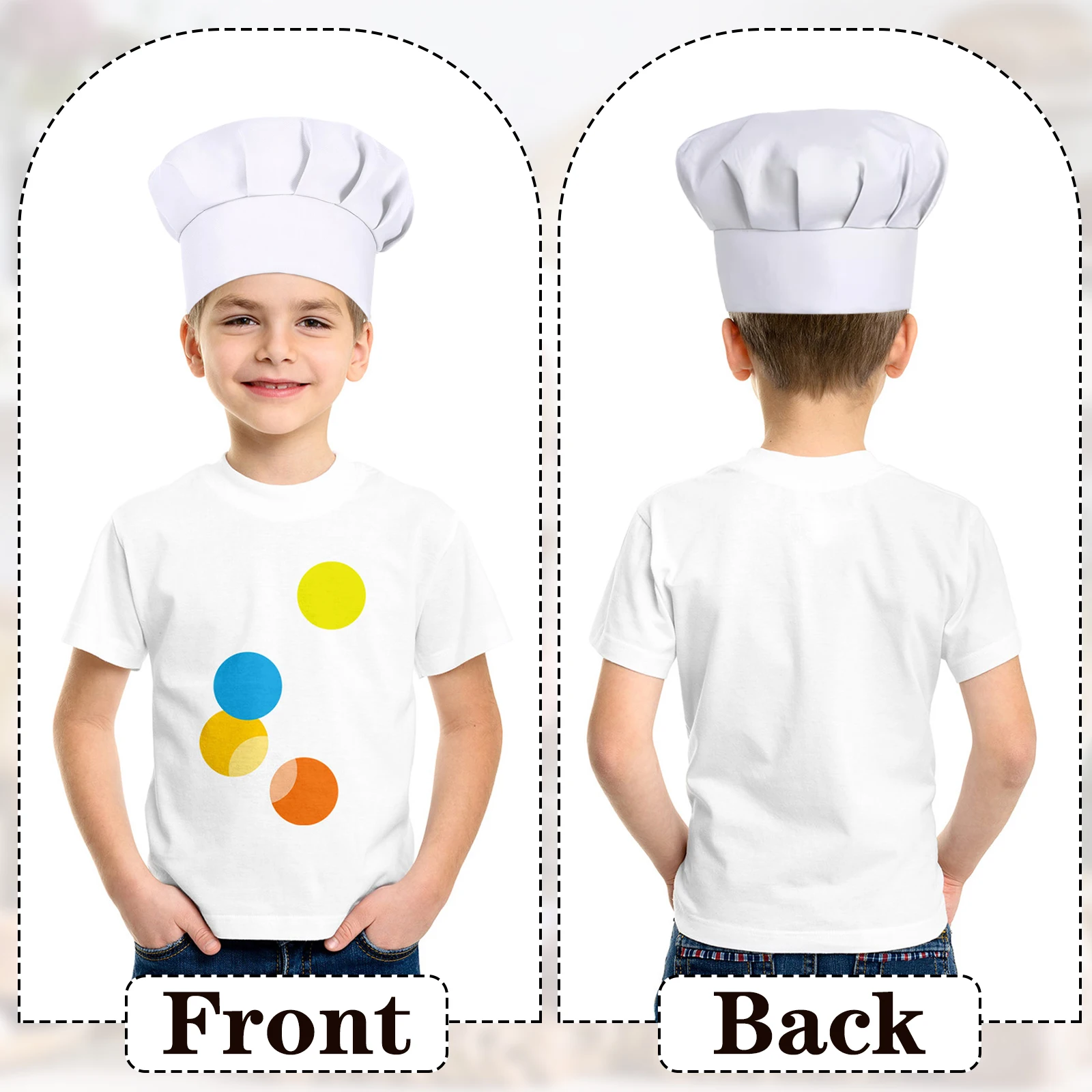 4개 세트 21cm 어린이 베이킹 아기 주방용 흰색 파티 모자 의상 어린이 셰프 모자 베이커 어린이 요리 모자 어린이 흰색 셰프 모자