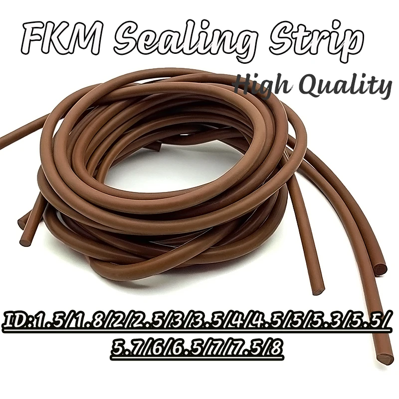 Brown Diameter 1.5mm~8mm FKM Fluororubber Solid Sealing Strip, Corrosion-Resistant Solid Sealing Strip for New Energy equipment.