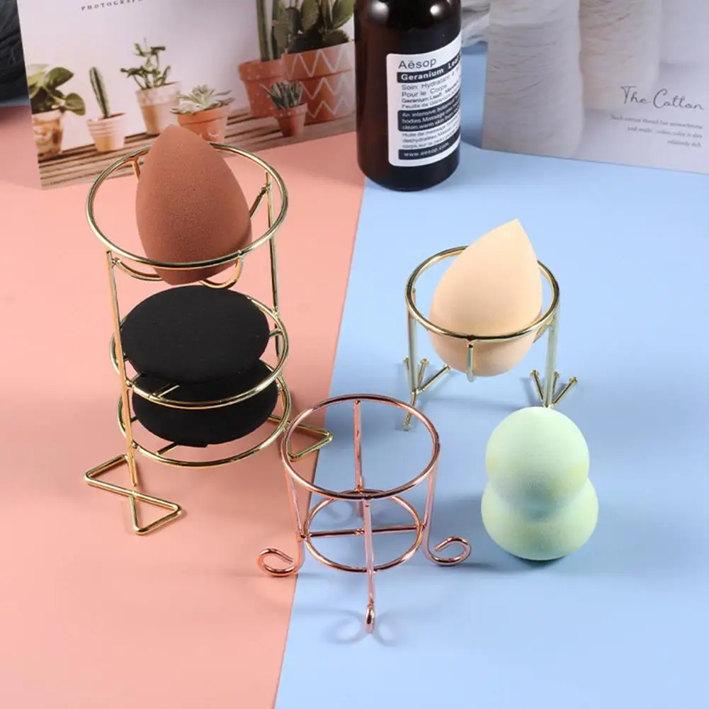 Metal Delicate Girls Powder Puff Egg Blender Holder Electroplating Makeup Sponge Holder Ventilated Photography Props