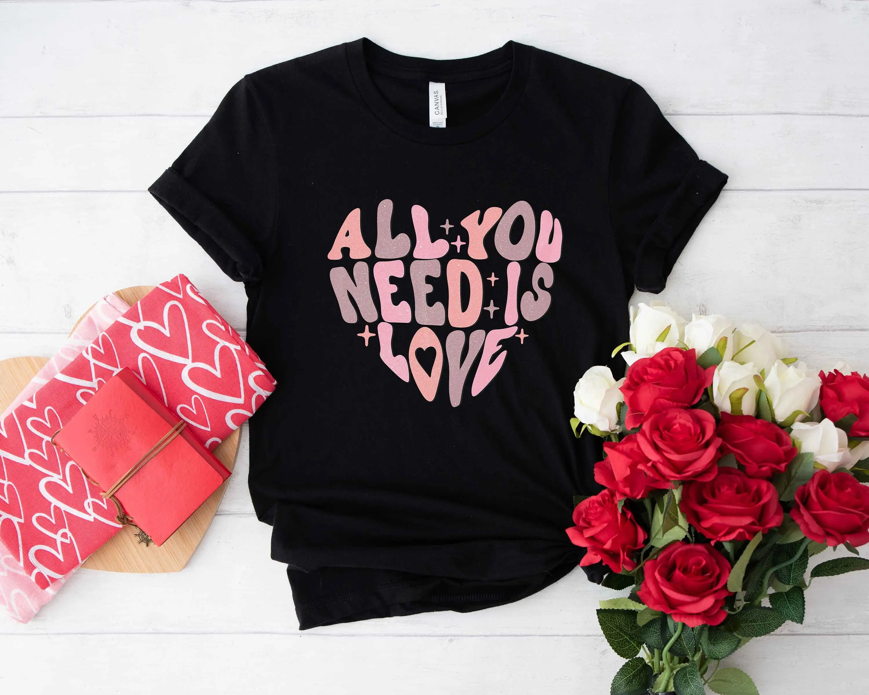 Romance All You Need Is Love Slogan Women Sweatshirt 2024 New Hot Voguish Valentine Best Gift Heart Love Girlfriend Sweatshirt