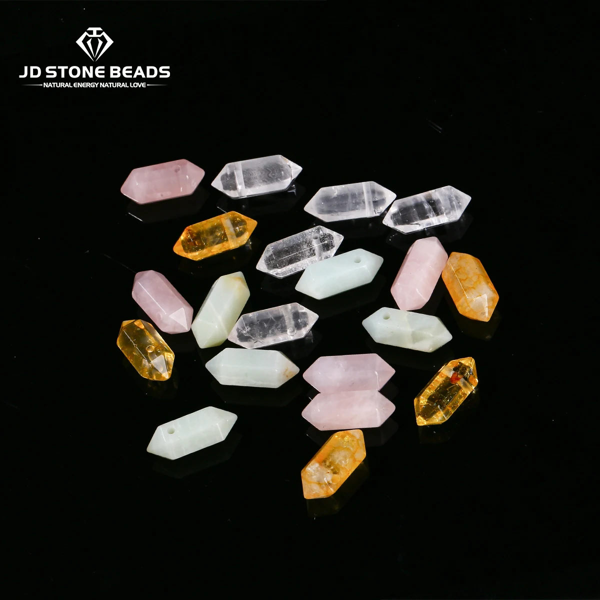 

5 Pcs/lot Natural Pink Quartz Tiger Eyes Stone Hexagonal Shape Bead Pendants for Jewelry Making Diy Necklace Bracelet Accessory