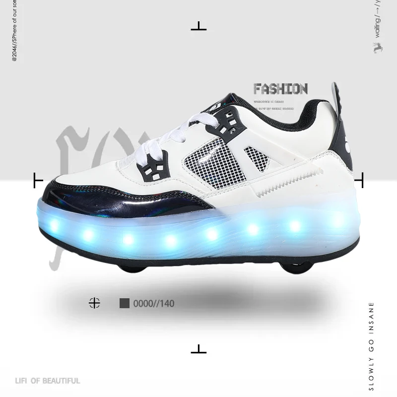 

Roller Sneakers for Students: 2025 New Boys' 2-Wheel Multi-Light Skates, Girls' Wheeled Shoes
