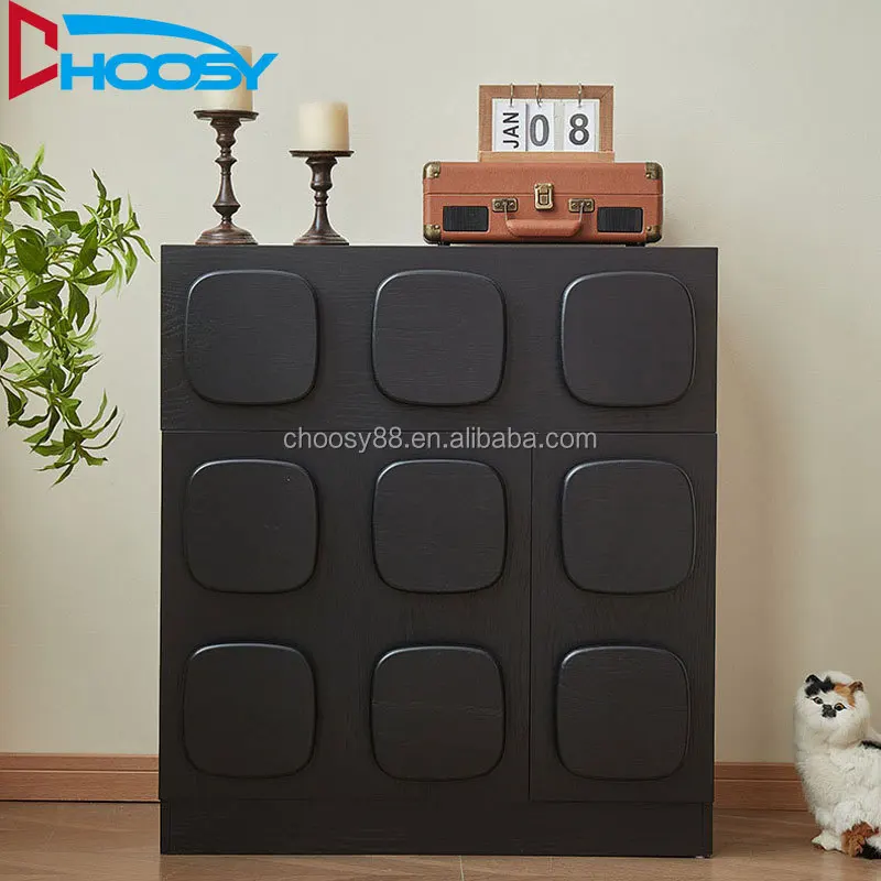 Timeless MidCentury Solid Wood Side Storage Cabinet with Drawers Wall-Mounted for Living Room