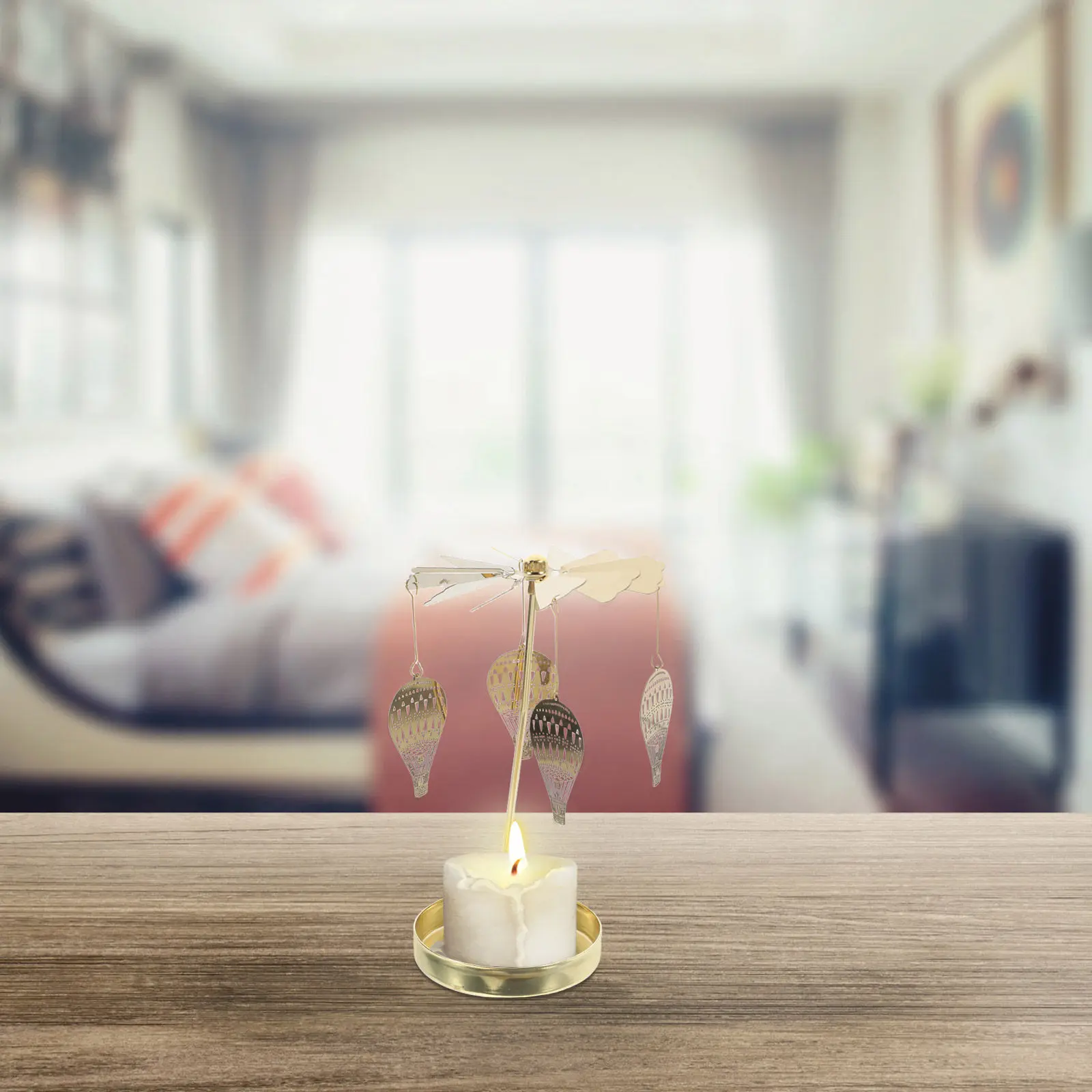 Rotating Metal Holder Spinning Tealight Stand Romantic Dinner Decor Table Centerpiece Automatic Rotation Stainless Steel view 5