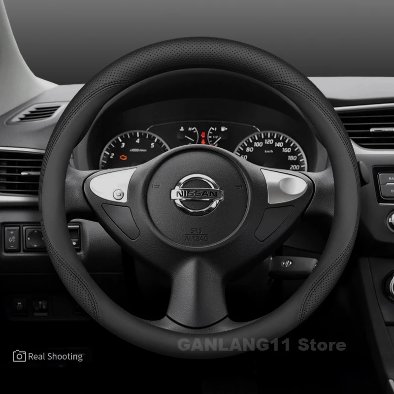 

Leather Car Steering Wheel Cover For Nissan Navara D40 NP300 2015-2025 Auto Steering Wheel Nissan NP300 Accessories