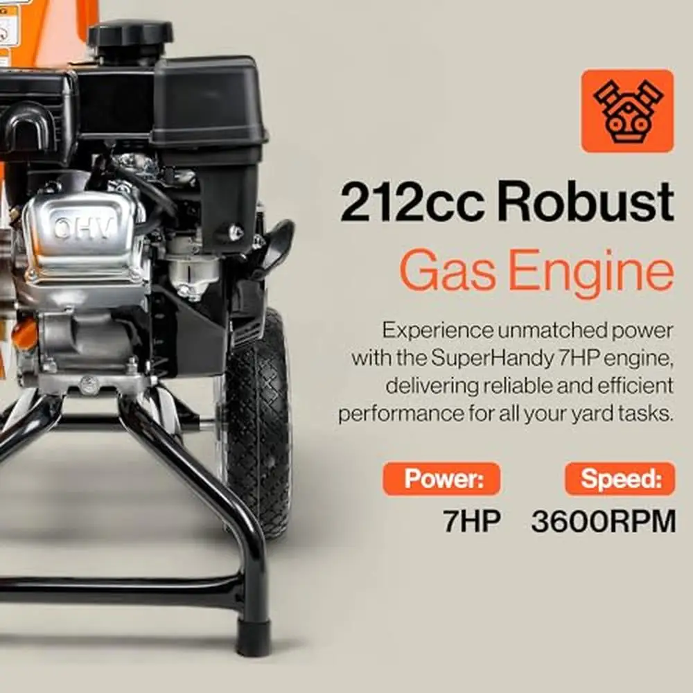 Wood Chipper Shredder Mulcher 7HP Engine Heavy Duty Vertical Extended Discharge Compact Design 3" Max Capacity Fireplace