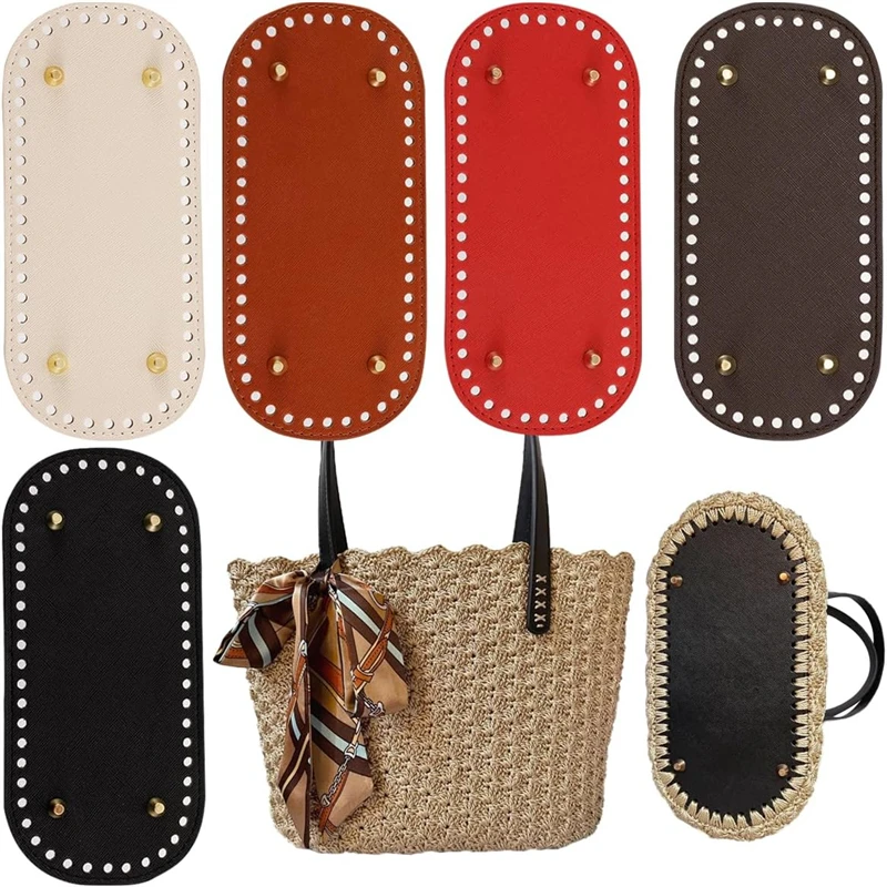 

3pcs PU Leather Bags Bottom Oval Round Long Knitting Make Crochet For Homemade DIY Weaving Supplies Home Making Decor