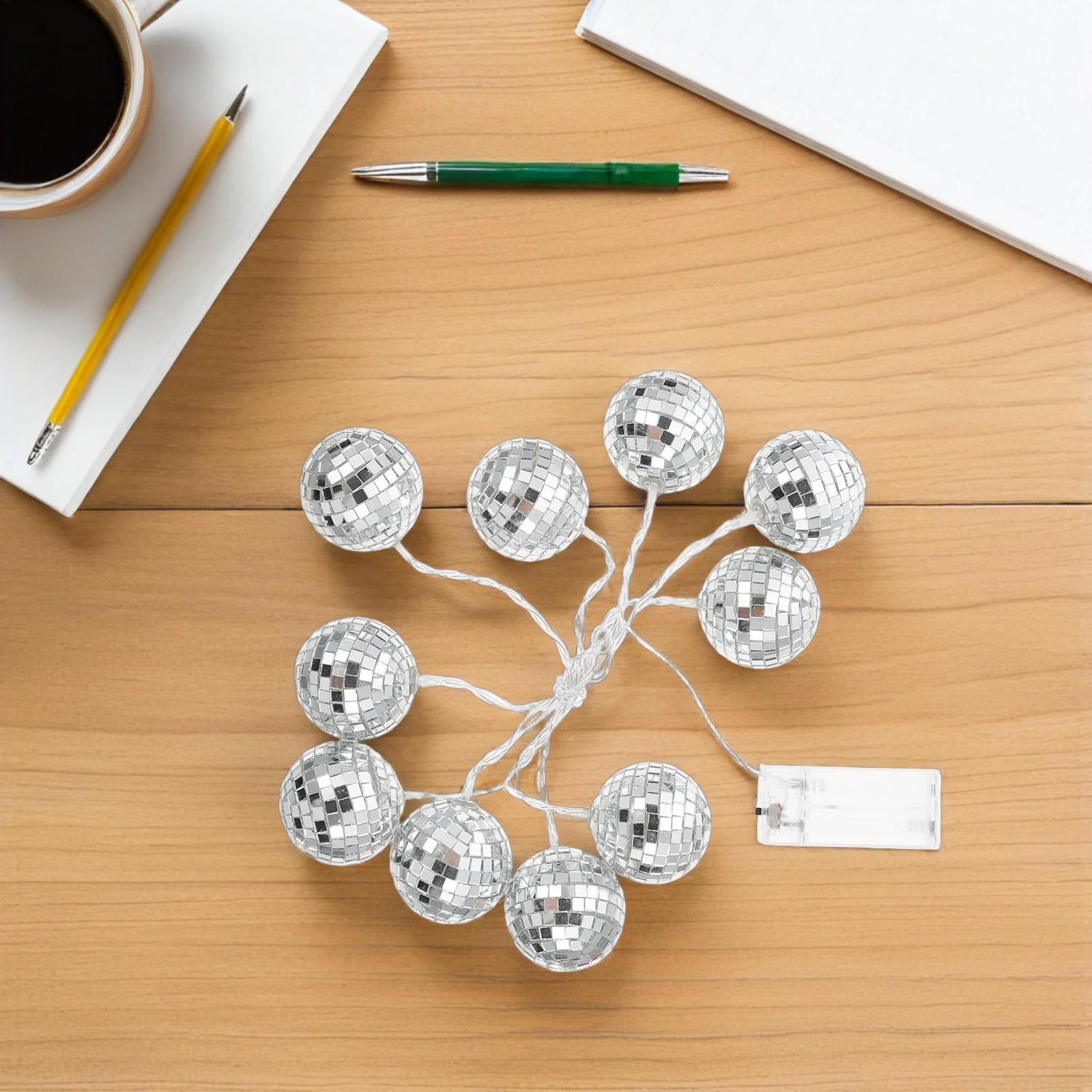1 مجموعة مرآة الكرة LED ديسكو سلسلة ضوء الزجاج ديكور حفلة معلقة ضوء شجرة عيد الميلاد جدار نافذة الديكور