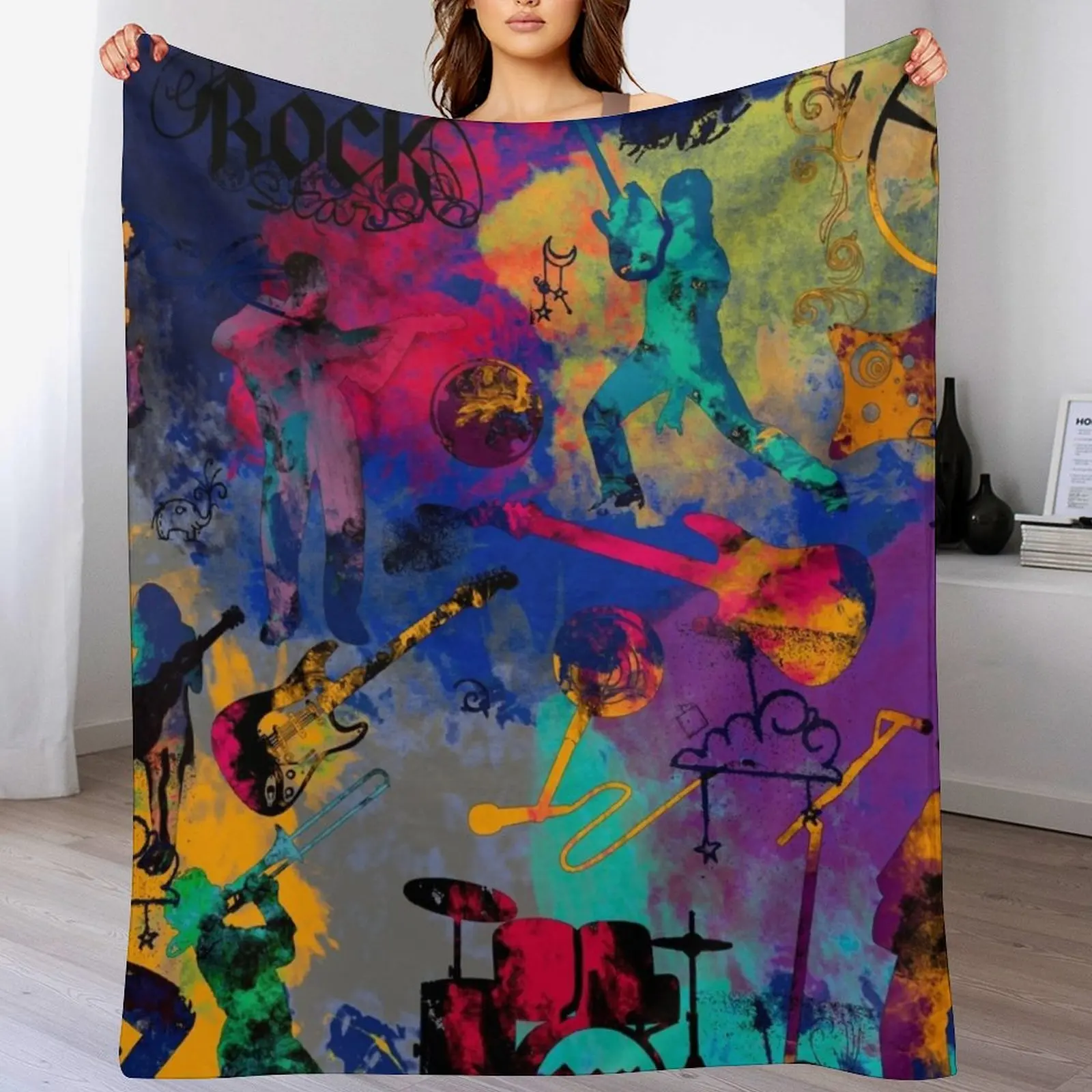 

Rock band Throw Blanket All Season Soft Lightweight Blanket for Home