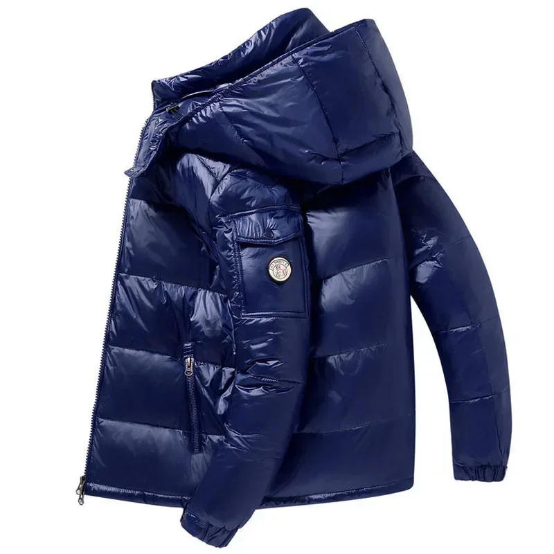 Piumino da uomo con cappuccio Casual piumino invernale abbigliamento corto lucido piuma anatra cappotto uomo impermeabile jaqueta masculina inverno