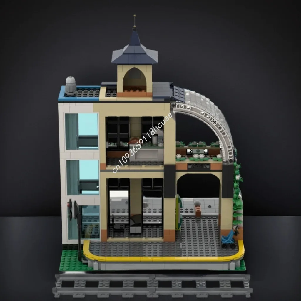 

957 шт. MOC центральная станция, модульные здания, строительные блоки, решение проблемы, творчество, подросток, рождественская игрушка для взрослых, подарок