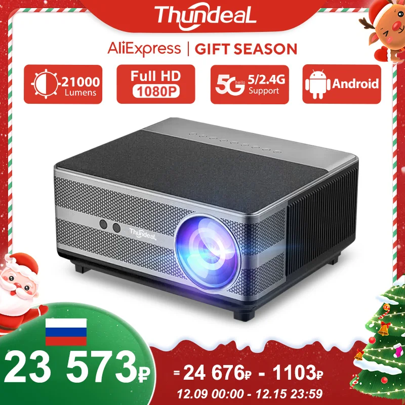 ThundeaL Full HD 1080P Projector WiFi LED 2K 4K Video Movie Beam TD98 TD98W Android Projector PK DLP Home Theater Cinema Beamer