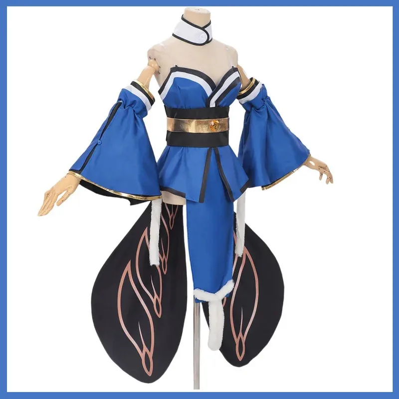 ゲームグランドオーダー玉藻ノ舞コスプレ衣装フェイトエクストラブルー漢服ドレスウィッグ女性セクシーな伝統的な祭りスーツx;2'a,6.h;8'v