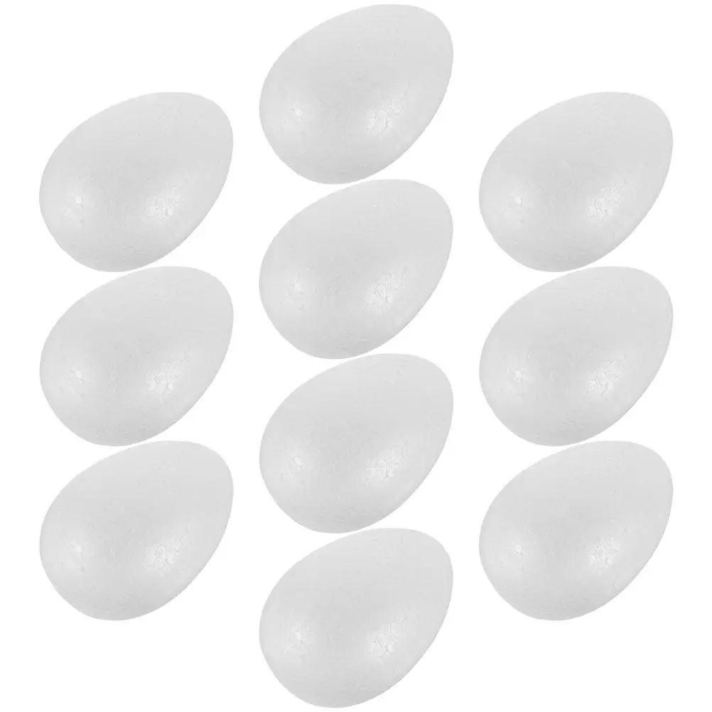 

10 белых пенопластовых пасхальных яиц для рисования и поделок, декор для вечеринок, пенопластовые яйца для граффити, DIY-яйца