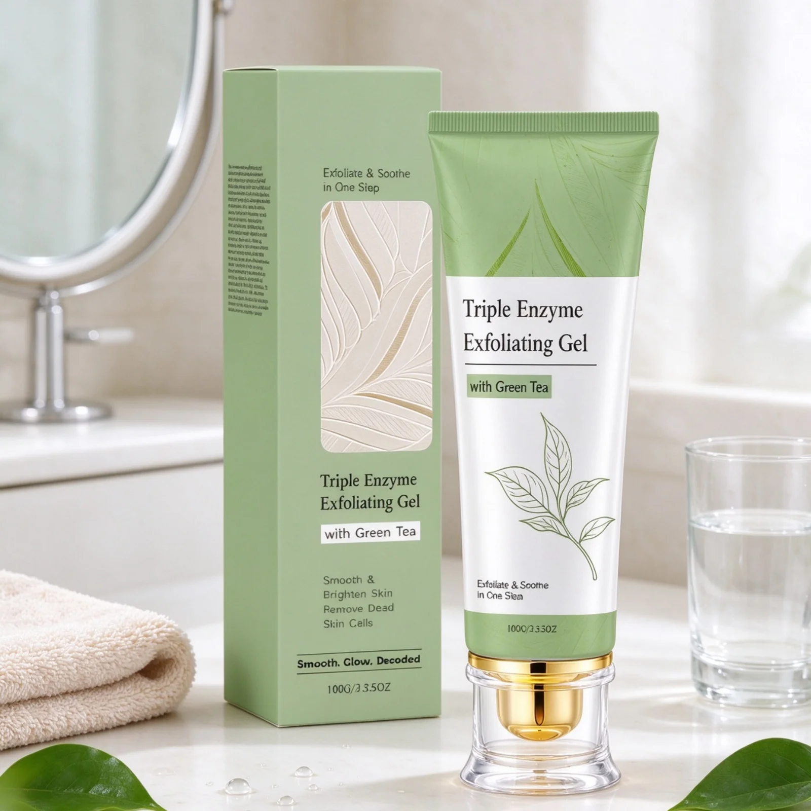 Green Tea Exfoliating Gel Rough Skin Remove Dead Skin Deep Cleaning Pores Refreshing Nourishing Triple Enzyme Exfoliat Gel 100g