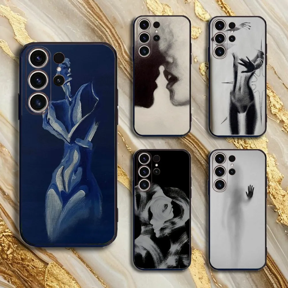 

Abstract niche personality Phone Case For SamsungS25,24,21,22,23,30,Ultra,20,Plus,Fe,Lite,Note,10,9,5G Black Cover