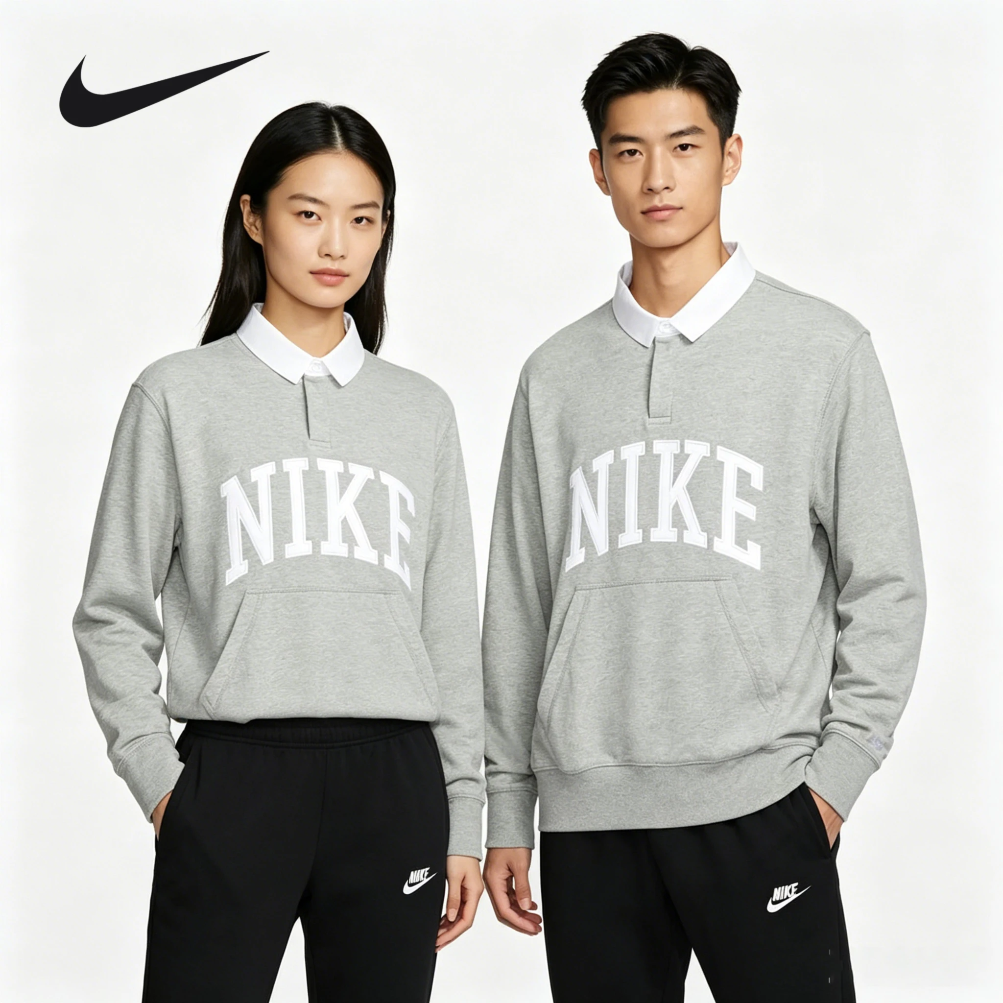 Nike Genuine Spring New Men's Sports and Leisure Lapel Pullo