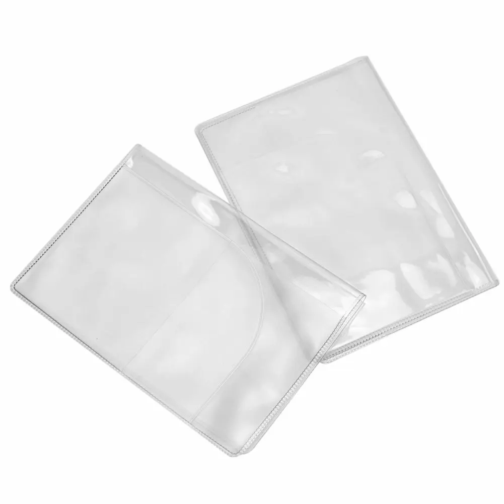 2 x Fashion Transparent Passport Holder Cover Case Travel Wallet Protector Folder